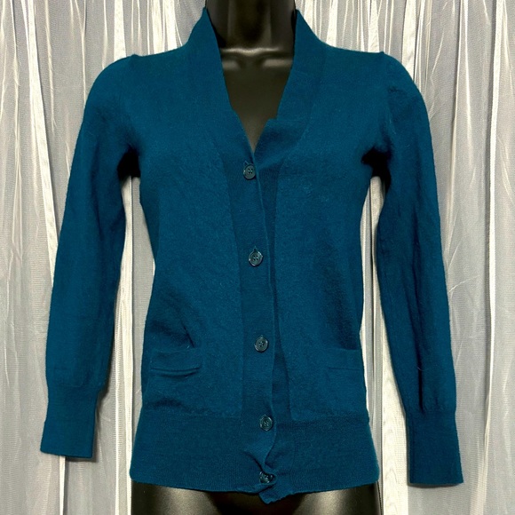 J. Crew Dark Teal Wool Cardigan - Picture 1 of 5